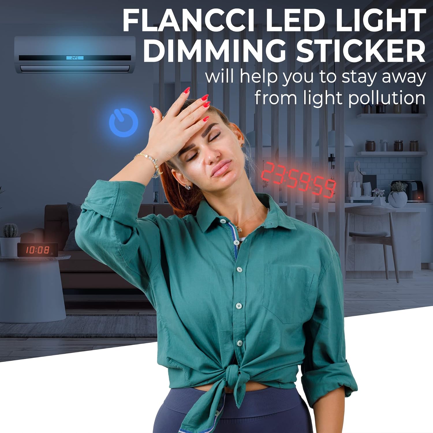 FLANCCI LED Light Dimming Stickers, Adhesive Light Filters for Reducing Bright LED Lights, Sleep-Friendly Light Softening Sheets (2 Sheets) – product image